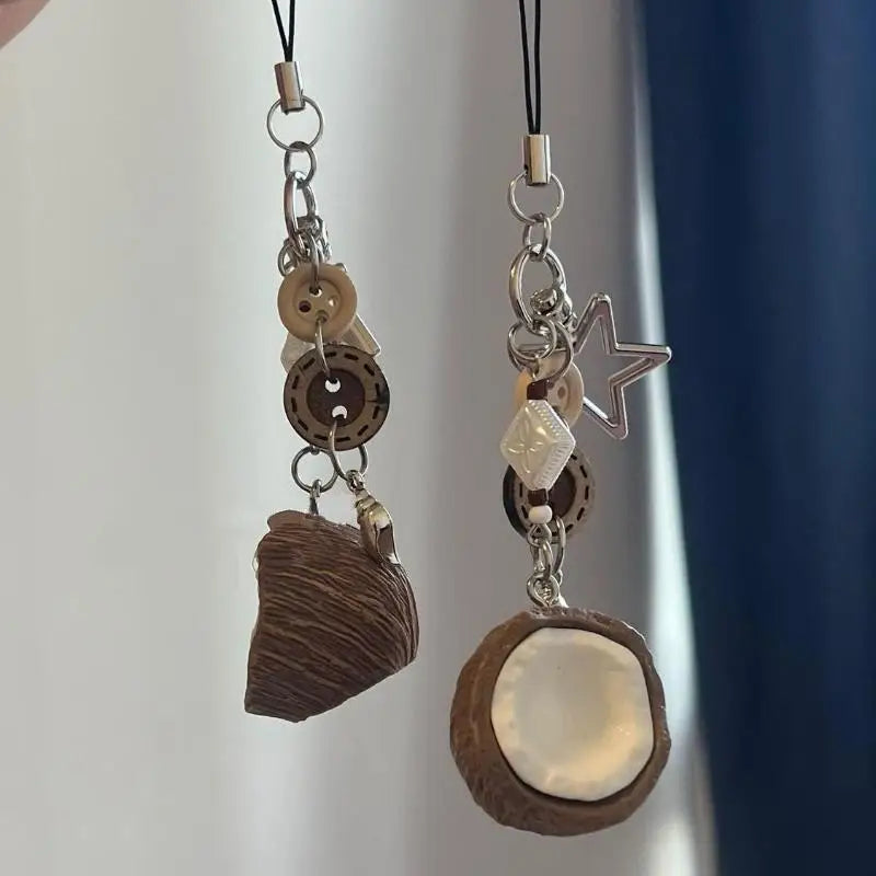 Beaded Coconut Bag Charm for Purses Handbags Bag Accessories Fashion Charms Car Keyrings Gift for Womens Girls