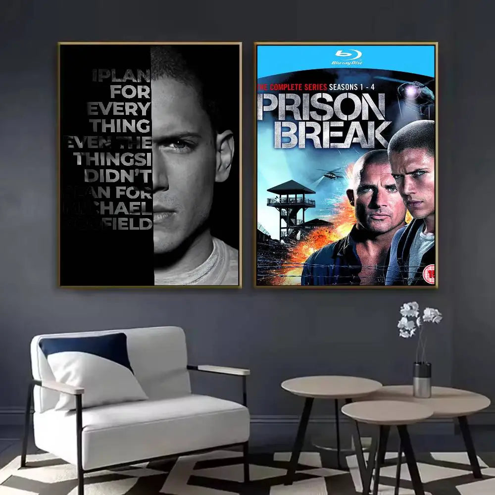 1PC TV P-Prison Break Poster Sticky Wall Art Printing Waterproof Home Living Bed Room Bar Aesthetic Decor