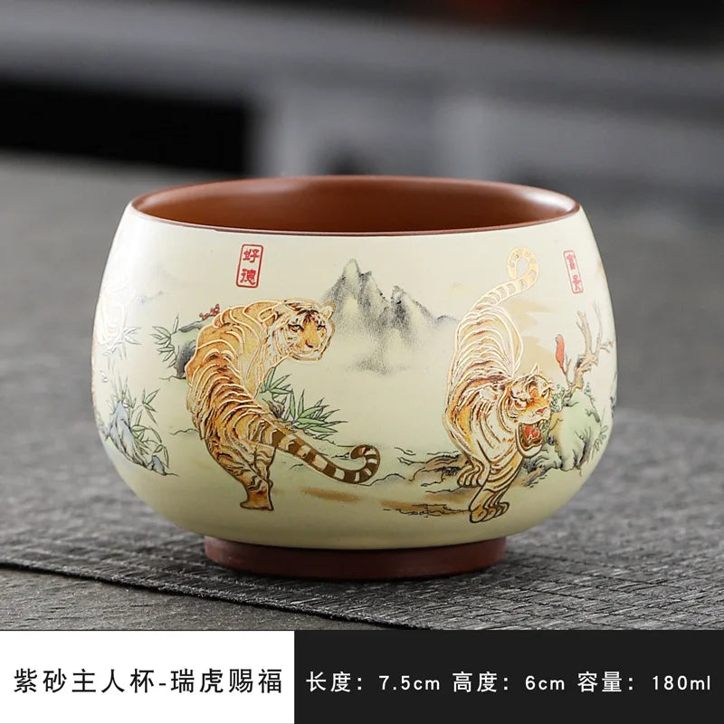 Vintage Purple Clay Tea Cup Chinese Traditional Arhat Cup Zisha Tea Set Accessories Ceramic Master Cup Travel Tea Bowl Teaware