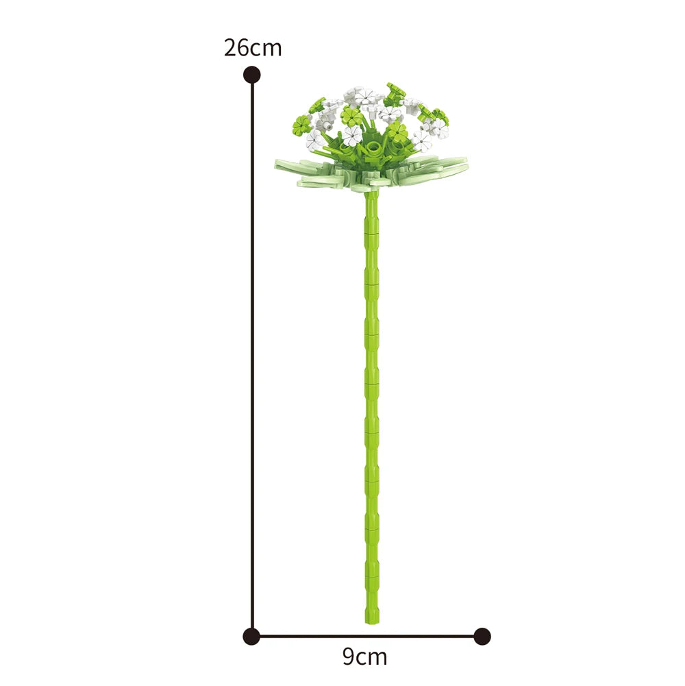 Creativity Potted Plants Bouquet Rose Lily Flower Home Desk Plant Decoration Assemble Building Blocks Bricks Toys Girls Gift