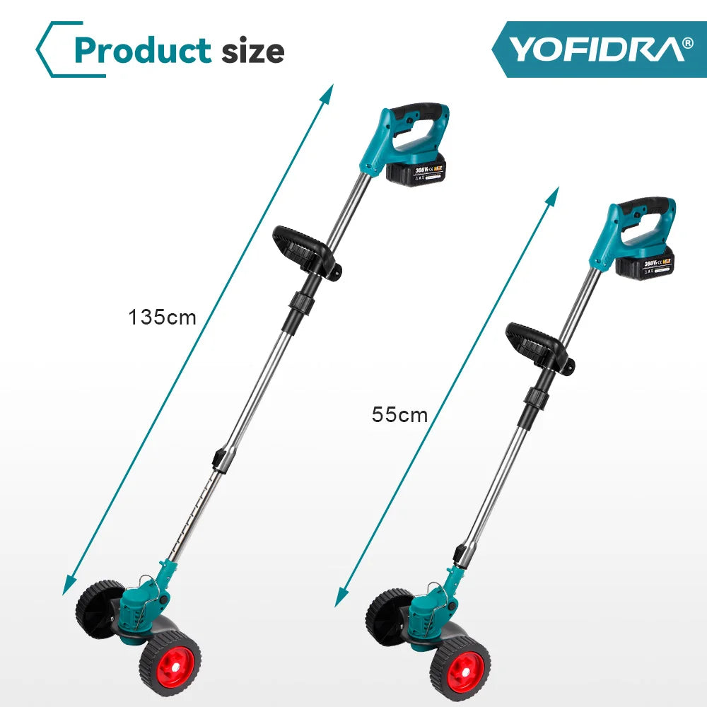 6 Inch 12000RPM Electric Lawn Mower 100-135cm Foldable Trimmer Pruning Cutting Garden Power Tool for Makita Battery Pin