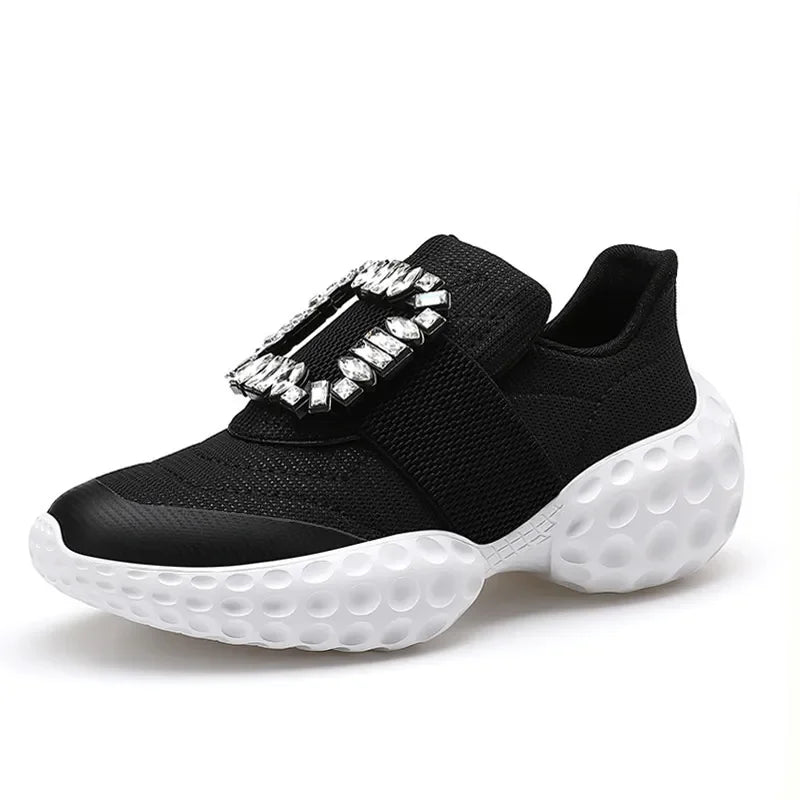 designer shoe New HighQuality Shoes RV Rhinestone Women ThickSoled Spring Summer 2026 Sneakers Square Buckle Dad Shoes Fashion