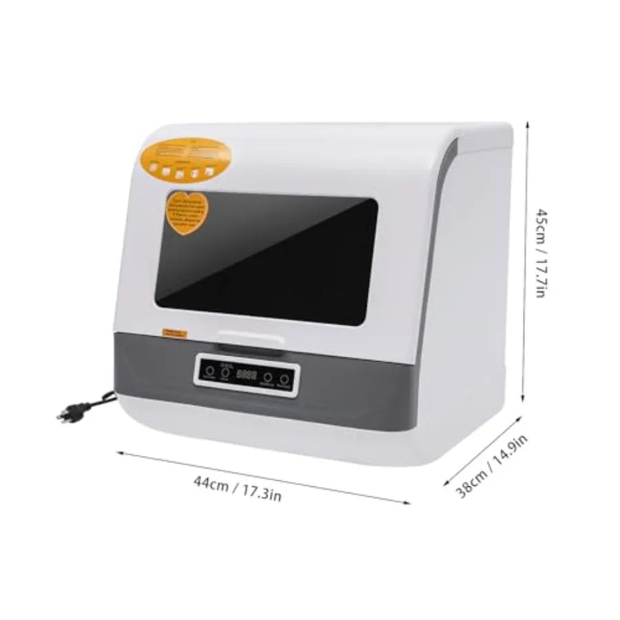 110V 800W Compact Portable Dishwasher with 360 Rotating Spray Mini Countertop Dish Washing Machine in White 3 Washing Programs