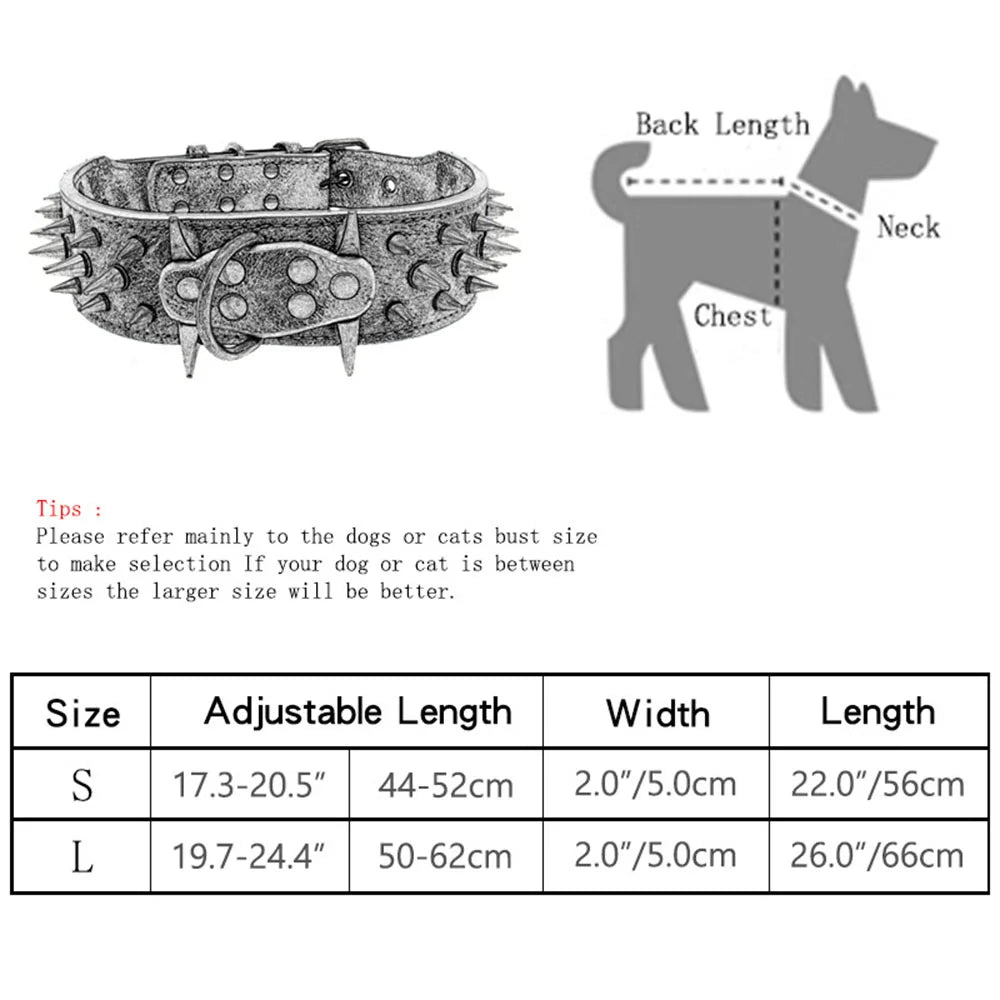 The Mighty Large Spiked Studded Dog Collar Protect Dog's Neck from Bites Durable & Stylish Dog Spike Collar for Mastiff Pitbull