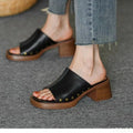 Women High Heels Fashionable versatile Shoes Women leisure comfortable Beach shoes Summer Thick Sole Anti Slip Retro Slippers