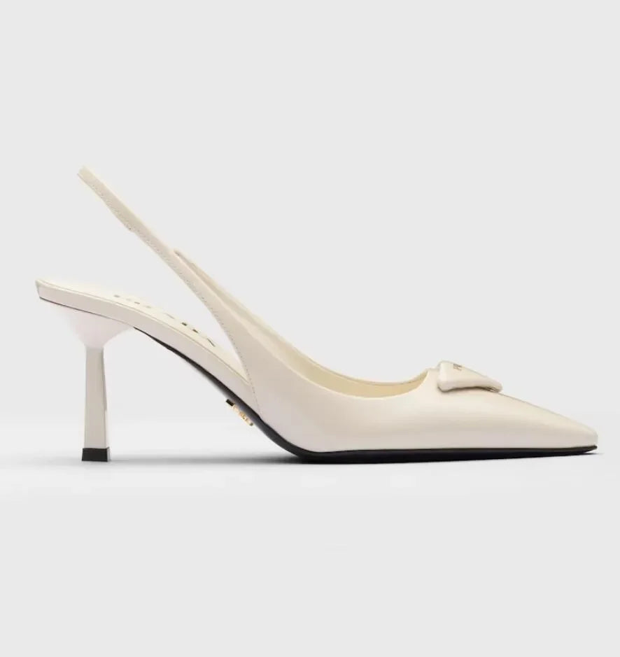 Luxury Women Sandals Shoes Patent Leather Slingback Pointed Toe Elegant Bridal Wedding Dress High Heels Lady Pumps Black Nude Wh
