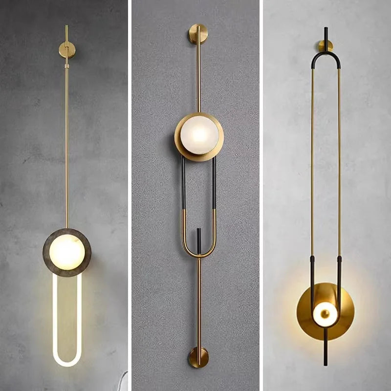 Luxury Villa Marble Wall Lamp Corridor Long Pole Wall Light Living Room Lamp Sofa Background Bedroom Bedside Lamp LED Lighting