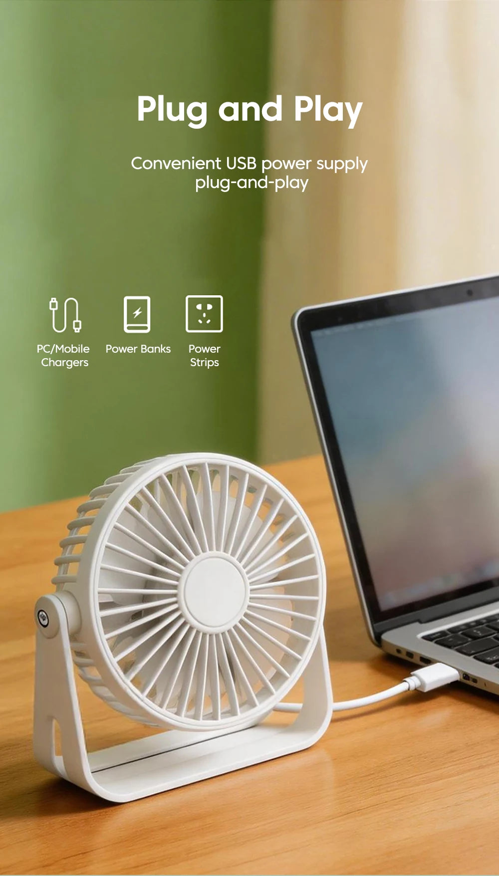 Desk Fan Portable Mini USB Rechargeable Fan Ultra Quiet Suitable For Home Desk Office Student Dormitory Computer Summer
