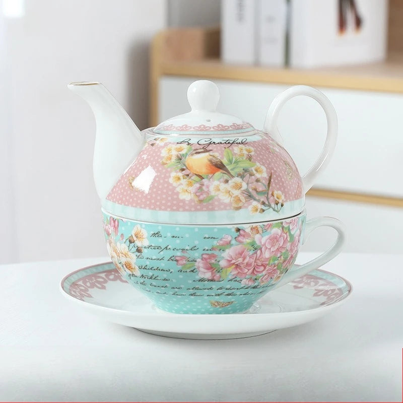 English Afternoon Tea Set, Single Person Mother-Daughter Teapot with Filter, Creative Floral Ceramic Tea Ware