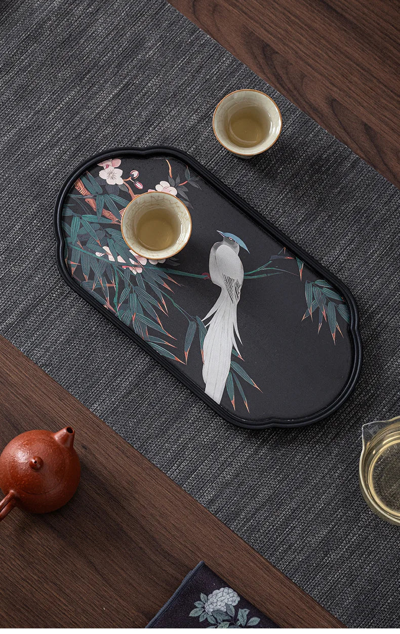 Tea Tray Dry Small Absorbent Tea Table Household 2024 New Pot Bearing Guochao Tea Ceremony Serving Tray