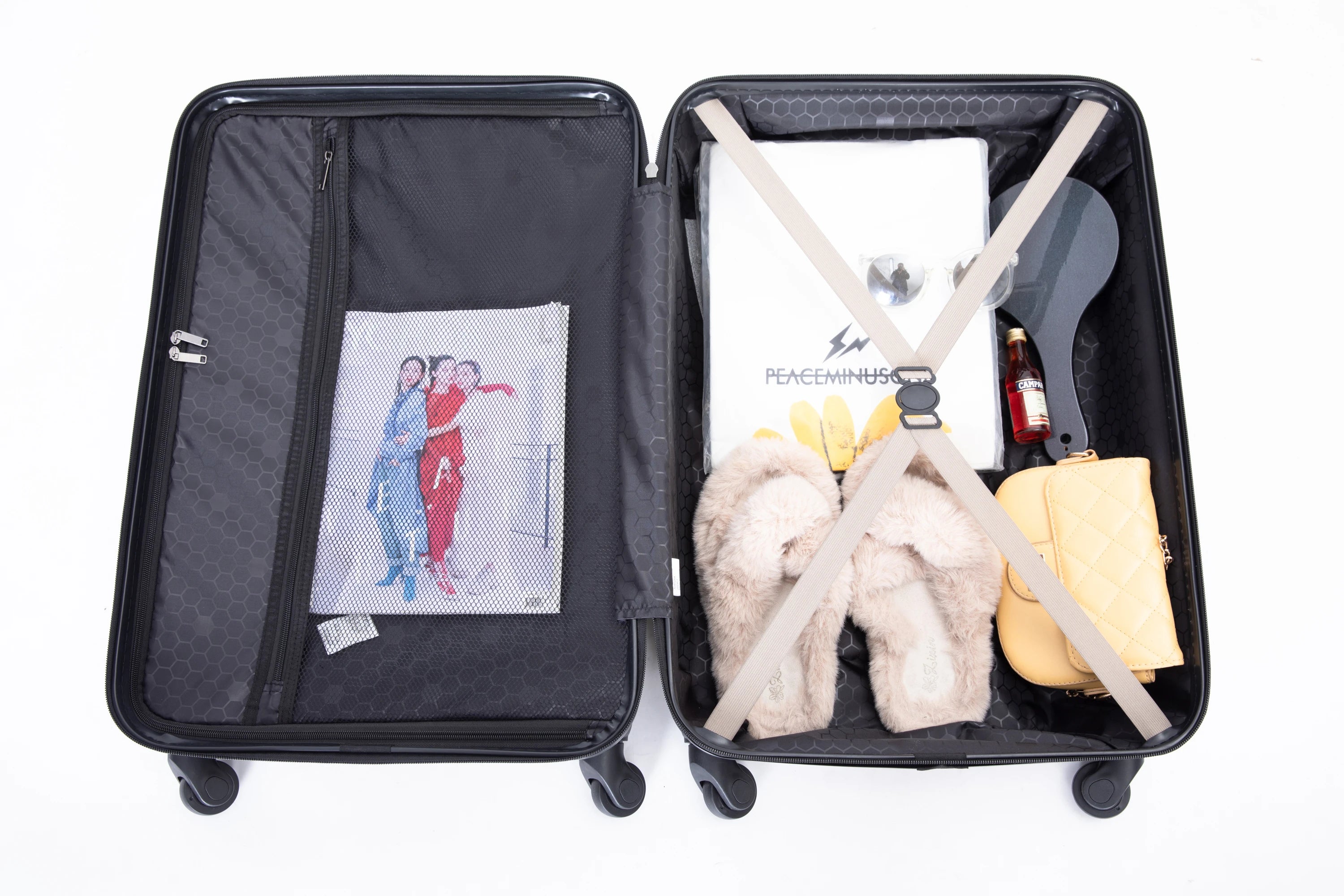 3 Piece Luggage Sets ABS Lightweight Suitcase with Two Hooks, Spinner Wheels, TSA Lock, (20/24/28) GOLD Large capacity suitcase