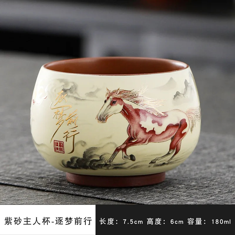 Vintage Purple Clay Tea Cup Chinese Traditional Arhat Cup Zisha Tea Set Accessories Ceramic Master Cup Travel Tea Bowl Teaware