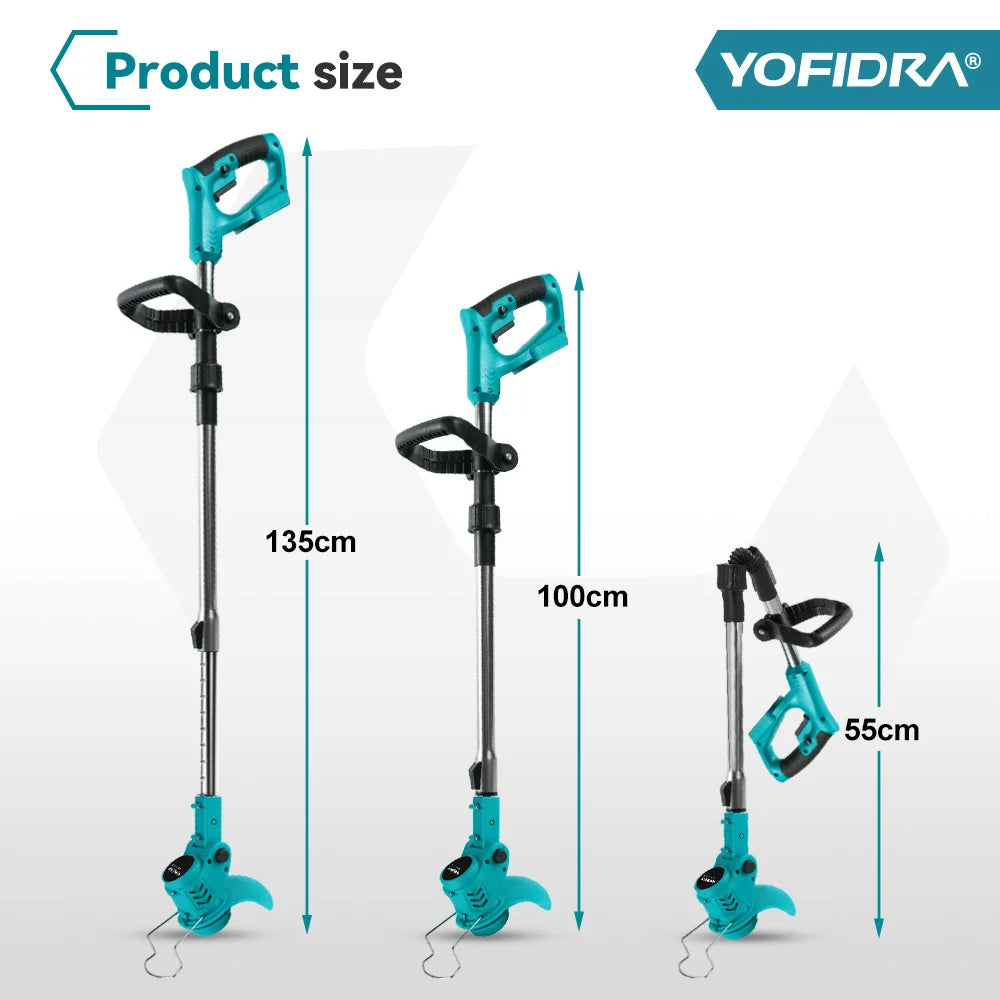 Cordless Electric Lawn Mower Foldable Adjustable Trimmer Efficient Garden Pruning Cutting Power Tools For Makita 18V Battery Pin
