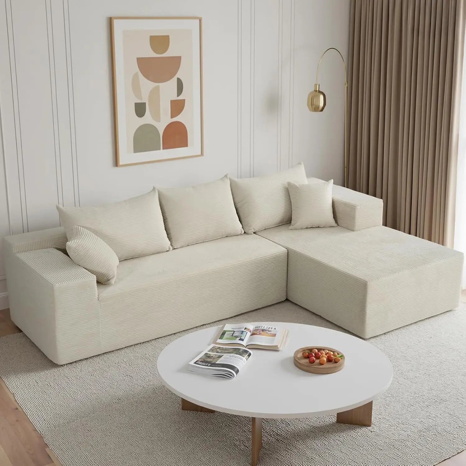 103" L Shaped Sectional Boneless Couch for Living Room, Modern Modular Cloud Sofa with Facing Chaise, Comfy, Customized