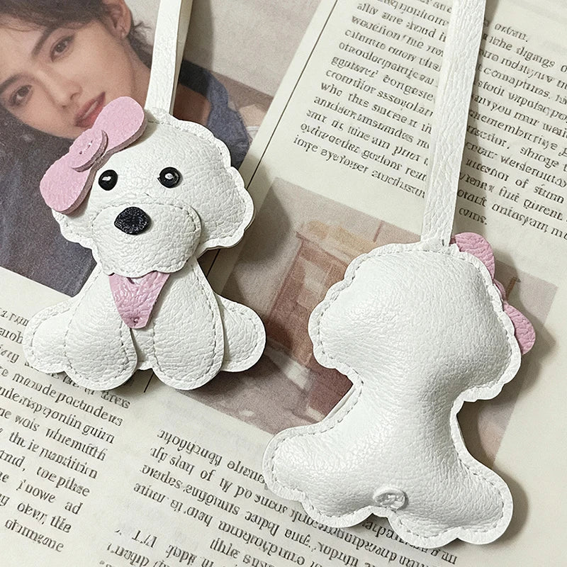 [HS][HS]1Pc New Cute Bichon Frise Labrador Retriever Dog Charms Cute DIY Lanyard Leather Dog Bag Charms