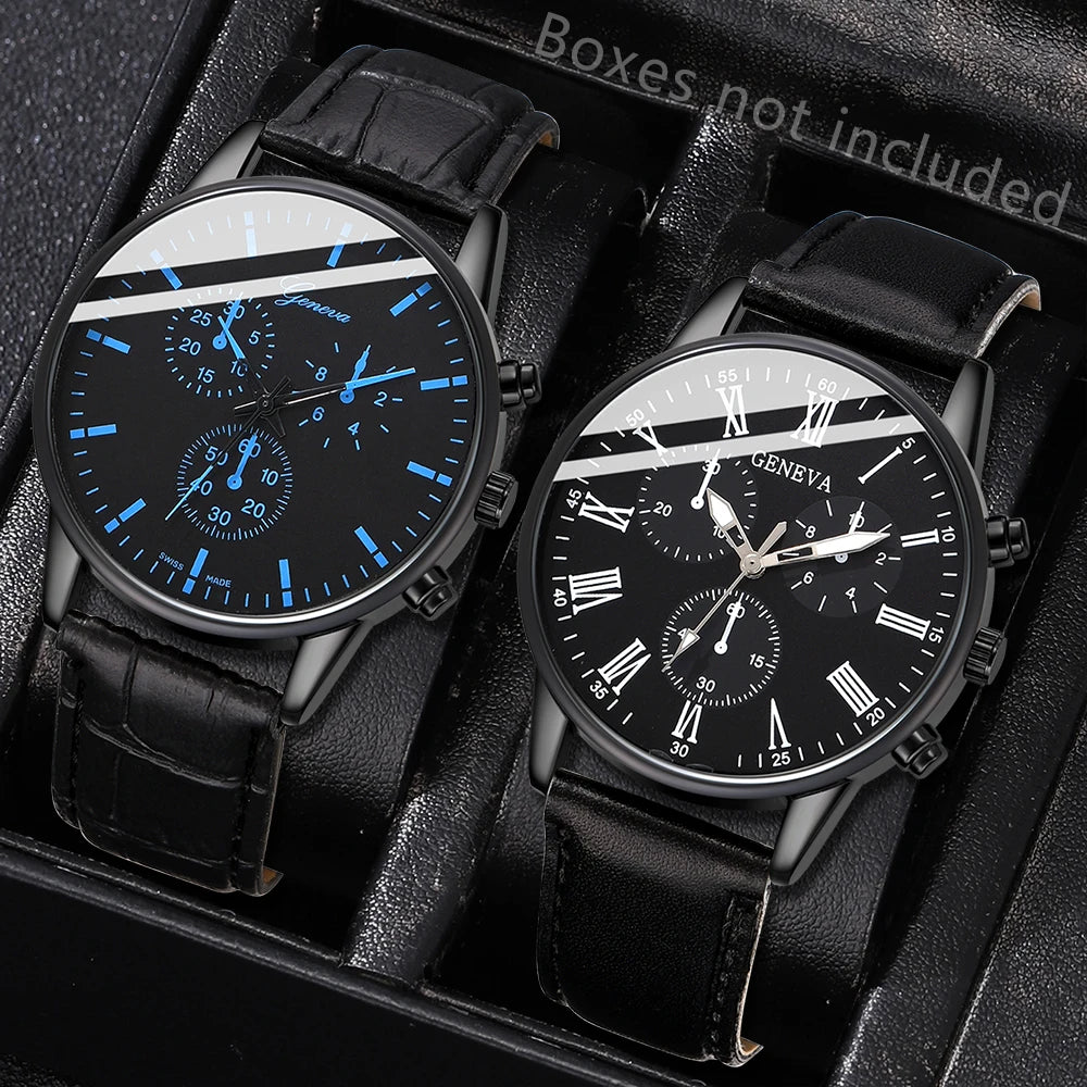 1/2PCS Set Couple Fashion Casual Leather Watches Ladies Simple Dial Quartz Wristwatches Dress Clock Montre Femme
