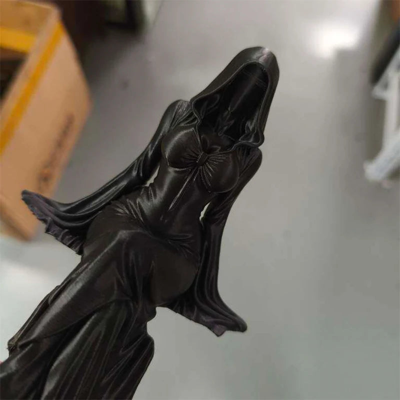 3D Printed Skeleton Lady Statue Gothic Art Figurine Home Desktop Ornament Halloween Decor Collectible Craft Gift