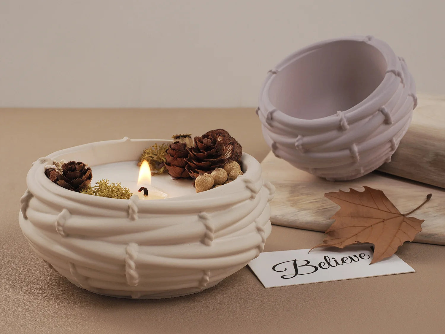 Creative Bamboo Basket Candle Bowl Silicone Mold DIY Bird Nest Flowerpot Concrete Cement Mold Jewelry Storage Tray Craft Casting