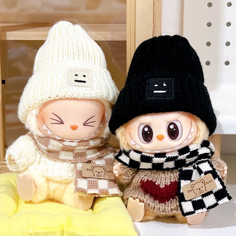 17cm Labubu clothes v1 v2 labubu Generation Labubu Sitting Party Clothes Pendant Doll Labubu doll Clothes Sweater scarf cute