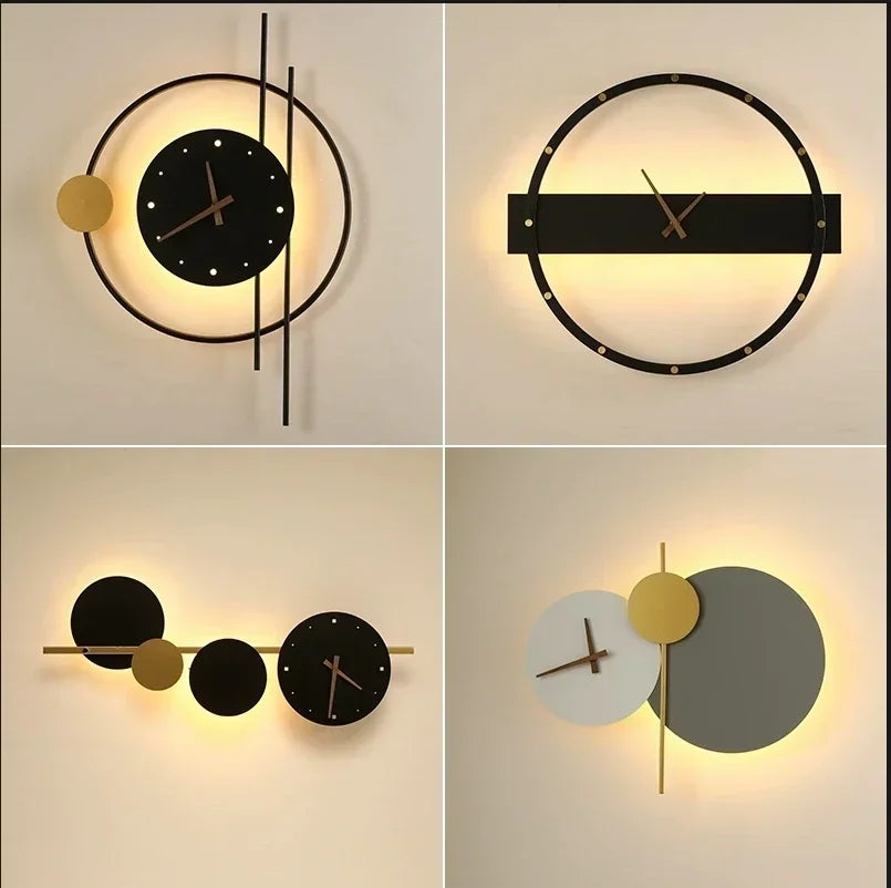 Modern LED Wall Lamp Clock Sconce for Bedroom Bedside Living Dining Room Aisle Porch Corridor Home Decor Lighting Fixture Luster