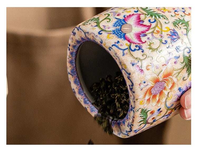 Enamel Ceramic Tea Jar Tea Box Sealed Moisture-proof Jar Teas Container Teas Storage Jar Candy Jars Creative Storage Jars
