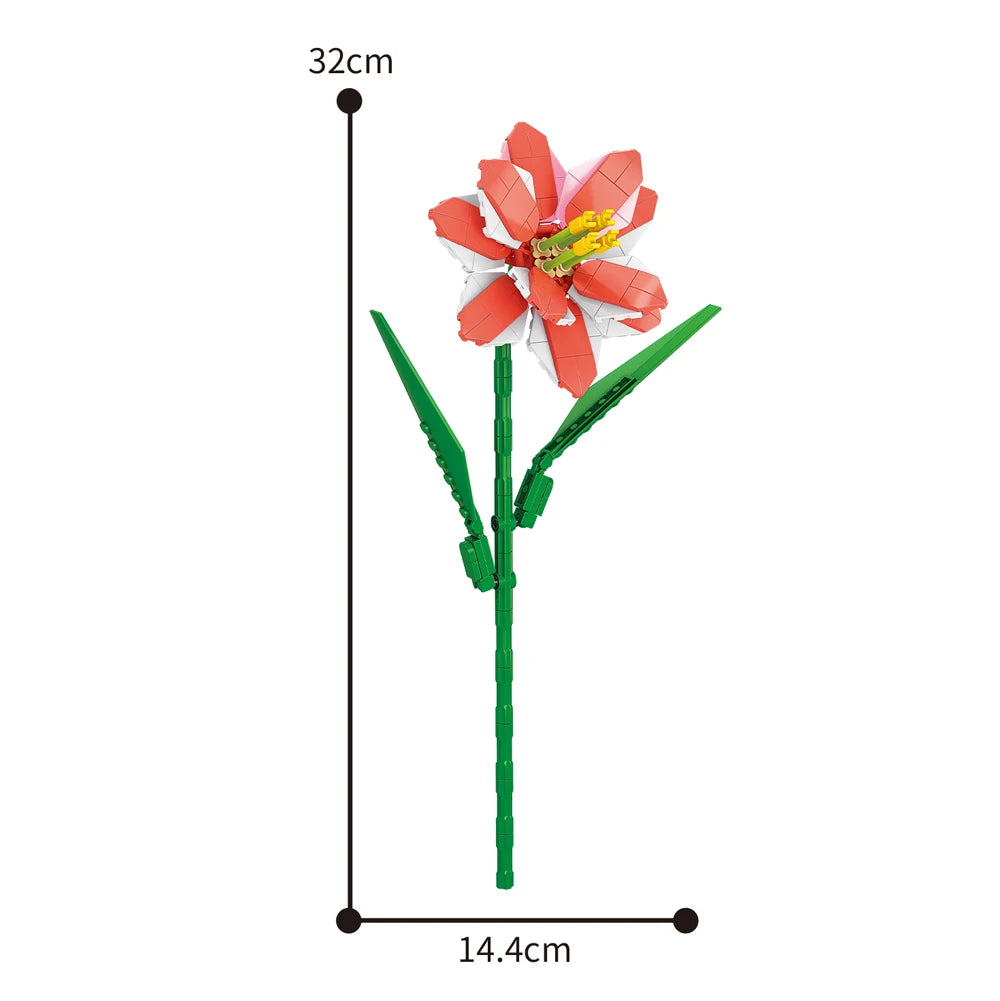 Creativity Potted Plants Bouquet Rose Lily Flower Home Desk Plant Decoration Assemble Building Blocks Bricks Toys Girls Gift