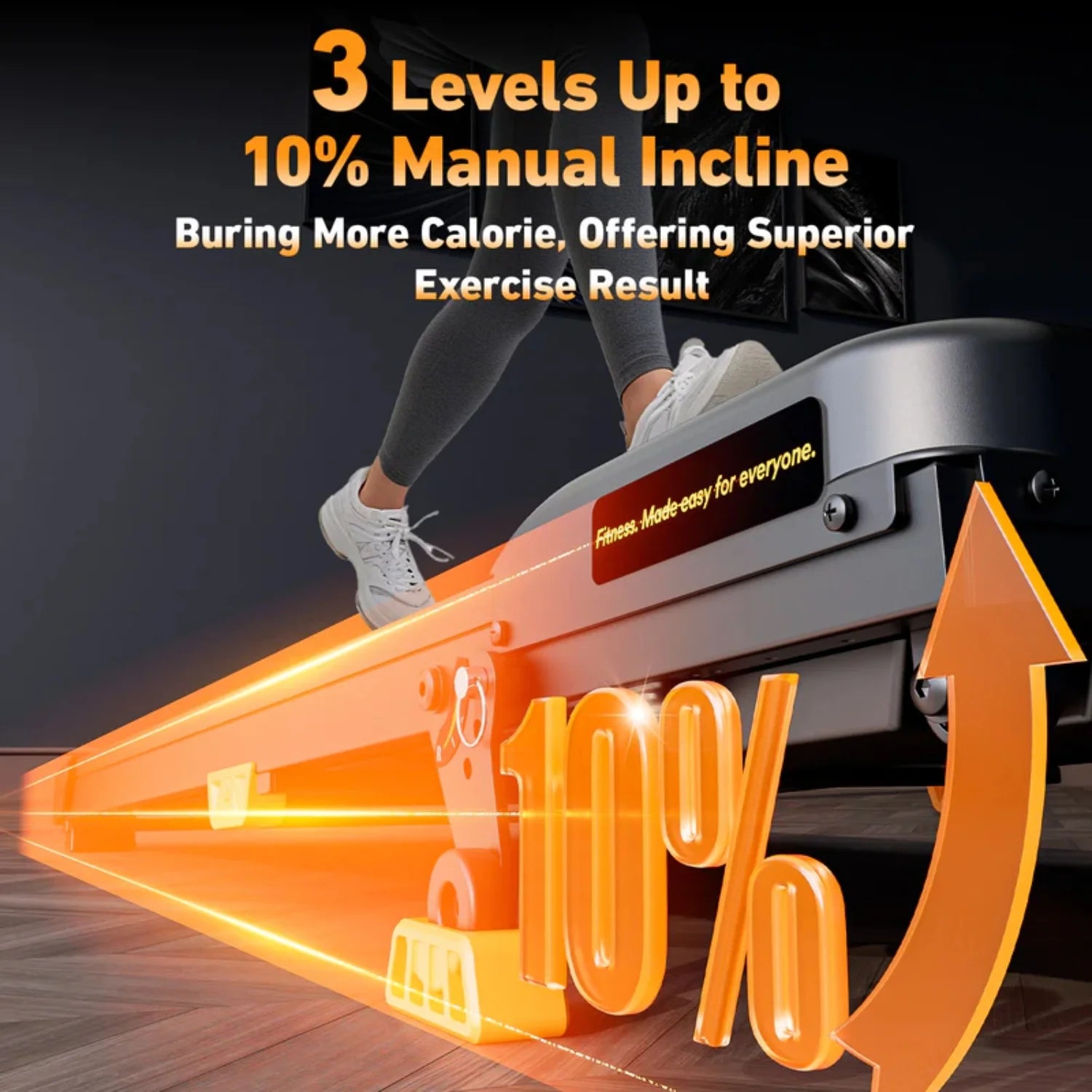 Portable Incline Walking Pad - 330lb Capacity, 2.5HP Under Desk Treadmill with LED Display & Remote Control