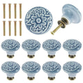 10Pcs Vintage Ceramic Door Knobs for Closet Cupboard Wardrobe Dresser Kitchen Furniture Round Cabinet Knobs Drawer Pull Handles