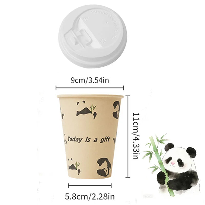 25/50Pack Disposable Paper Coffee Cups with Lids 12oz Bamboo Pulp To Go Drinking Paper Cups for Cold/Hot Drinks for Office Home