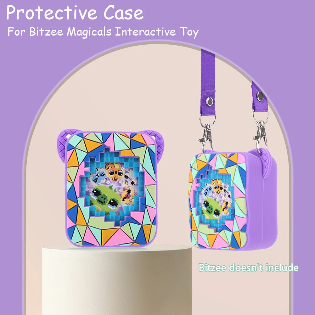 3D Cartoon Cute Silicone Carry Case for Bitzee Interactive Toy Digital Pet Washable Protective Cover Shockproof with Lanyard