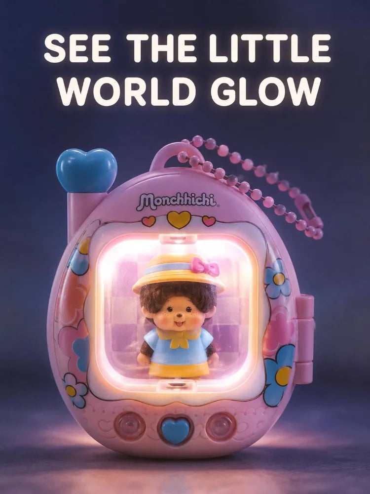Monchhichi Led Light Up Keychain Cute Retro Y2K Bag Charm Tamagotchi Style Glowing Pendant Anime Gift For Teen Girls Backpacks