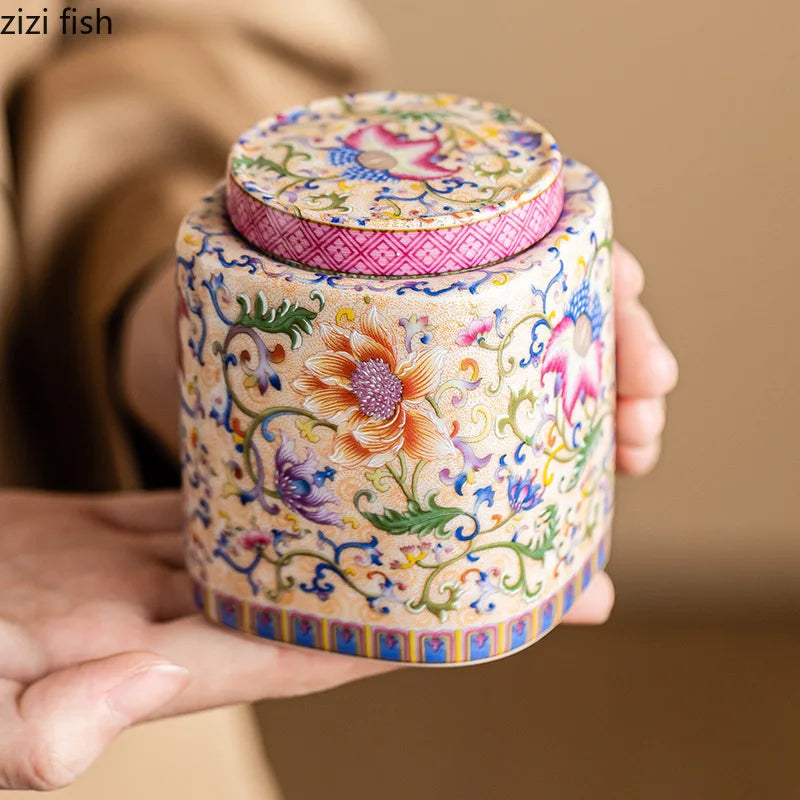 Enamel Ceramic Tea Jar Tea Box Sealed Moisture-proof Jar Teas Container Teas Storage Jar Candy Jars Creative Storage Jars