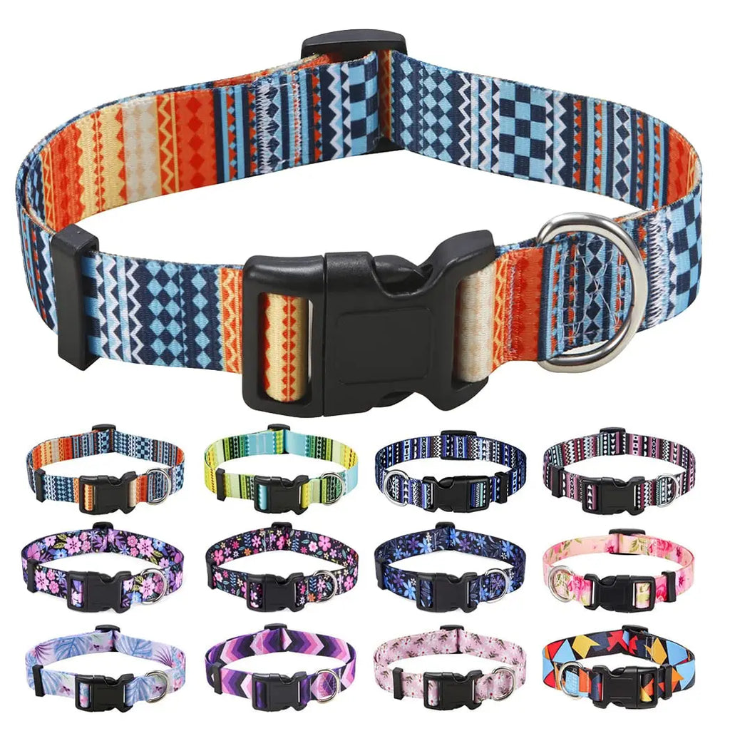 Adjustable Dog Collar Pet Collar for Small Medium Large Dog Walking Collars Flower Style Puppy Cat Collar Pet Supplies Pitbull