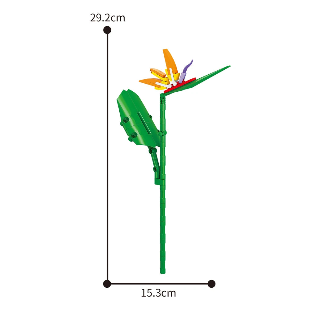 Creativity Potted Plants Bouquet Rose Lily Flower Home Desk Plant Decoration Assemble Building Blocks Bricks Toys Girls Gift