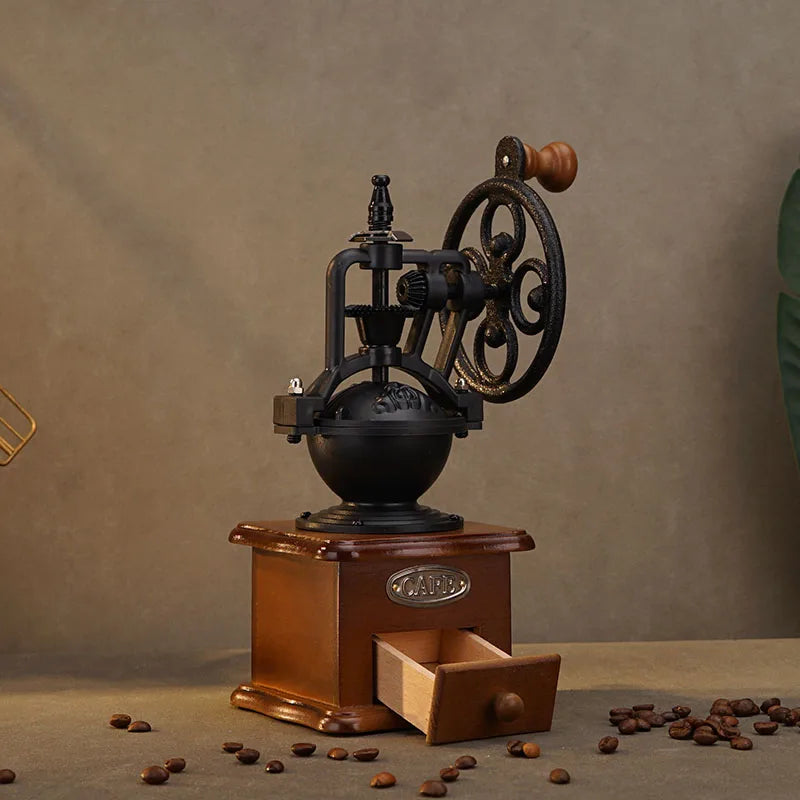 Vintage Antique Crank Coffee Grinder Model Nostalgic Display Piece Retro Home Bar Decor Commercial Cafe Shop Ornament