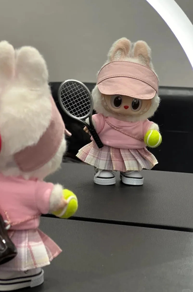 For Labubu Accessories Labubu Tennis girl pink outfit Full of vitality Clothes Labubu Trendy Clothes