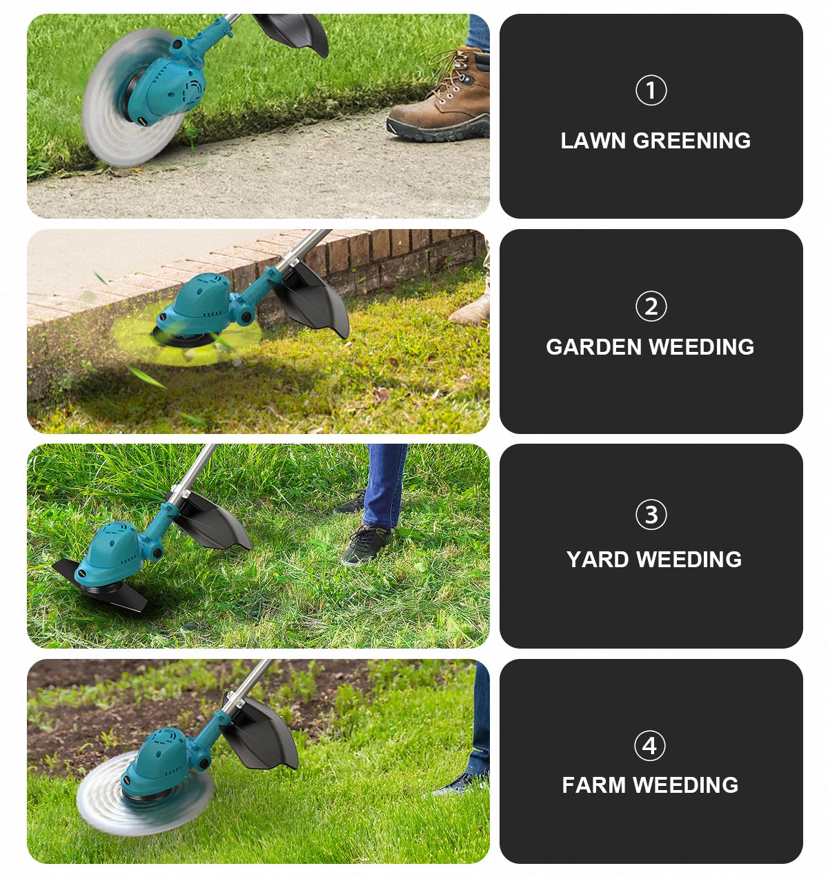 Gisam 10Inch Brushless Electric Foldable Lawn Mower Cordless Garden Grass Trimmer Weeding Power Tools For Makita 18V Battery Pin