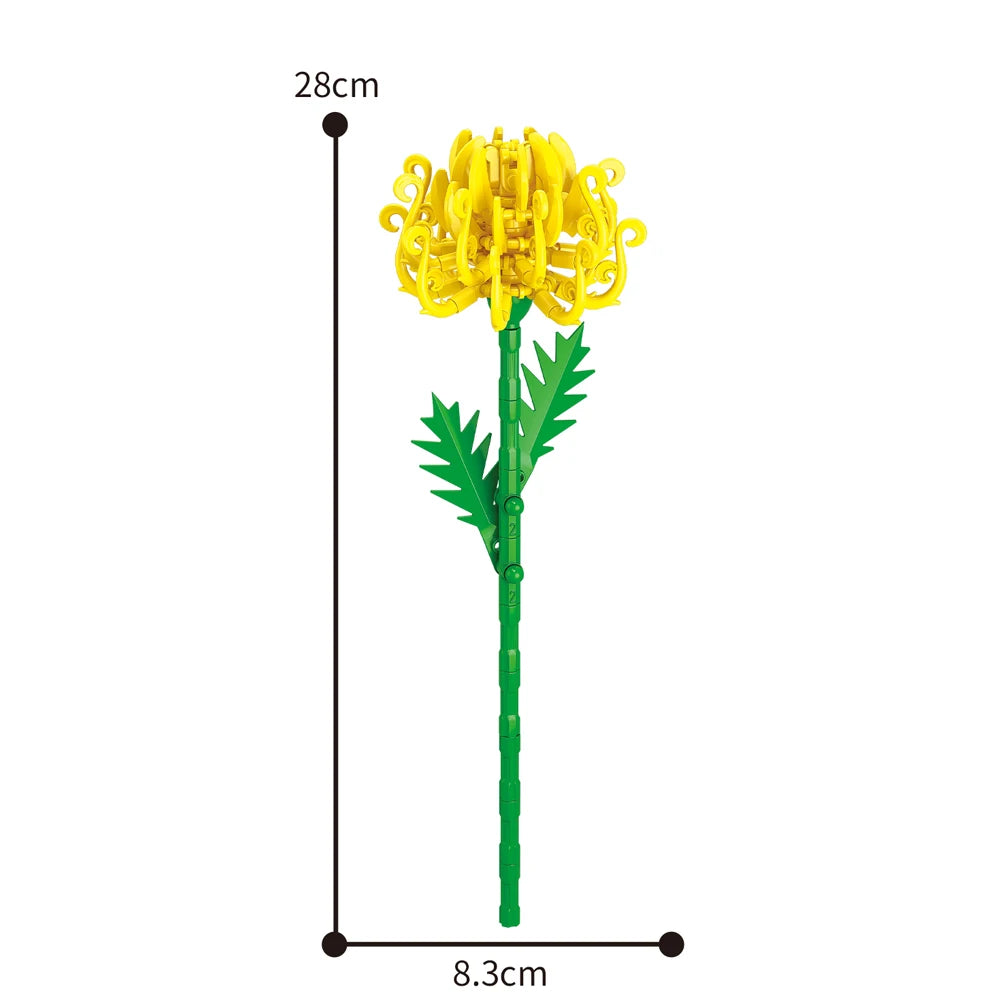 Creativity Potted Plants Bouquet Rose Lily Flower Home Desk Plant Decoration Assemble Building Blocks Bricks Toys Girls Gift