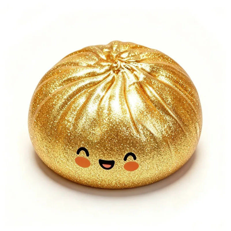 Glitter Dumpling Squishes Stress Balls 2026 Viral Fidget Toy Colorful Simulation Steamed Bun Decompression Toy for Anxiety