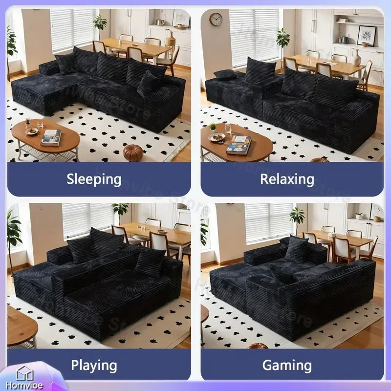 Modern L Shaped Convertible Sofa Bed 3 Seater Compressed Flat Pack Living Room Furniture Set Sofa for Small Spaces