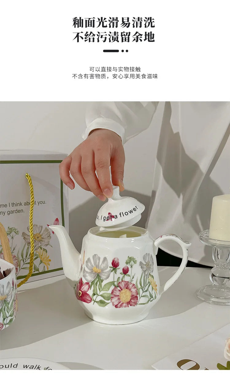 Vintage style coffee cup Breakfast cup teapot Birthday wedding gift afternoon tea set