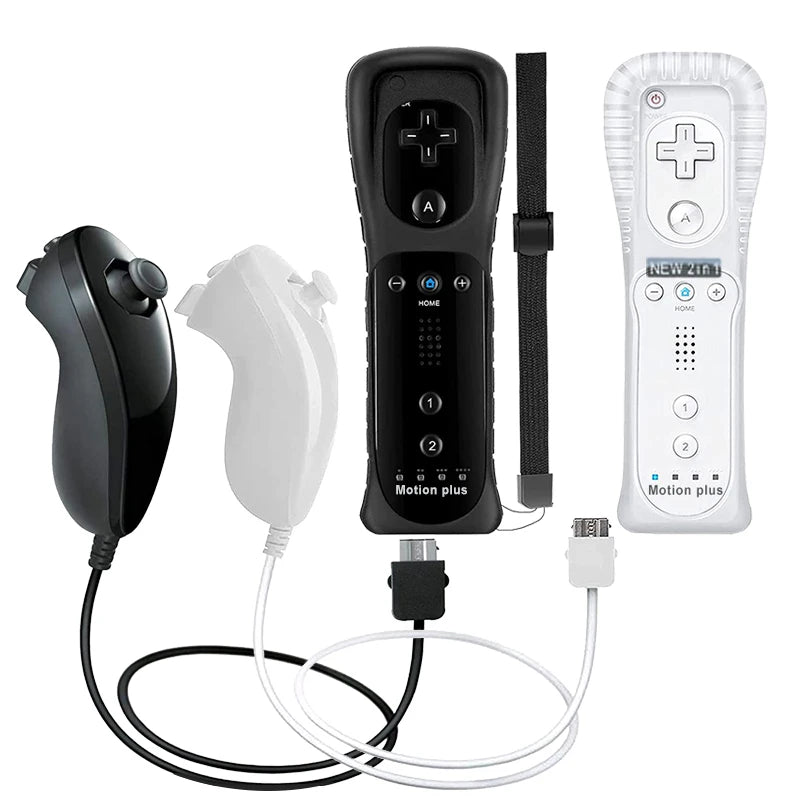 2PCS Remote Controller with Nunchuck Controller for Wii Console Wireless Gamepad with Motion Plus for  Wii Games Control