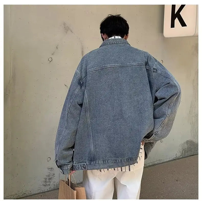 Denim Jackets for Men Baggy Vintage Personality Safari Style Trendy Urban Street Style Handsome Pockets Outwear American  Hombre