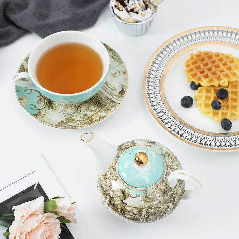 English Afternoon Tea Set, Single Person Mother-Daughter Teapot with Filter, Creative Floral Ceramic Tea Ware