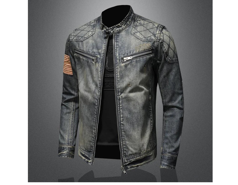 Autumn Men's Denim Jackets Fashion Men Retro Streetwear Zipper Cowboy Coats Men Vintage Windbreaker Biker Jean Jackets Clothing