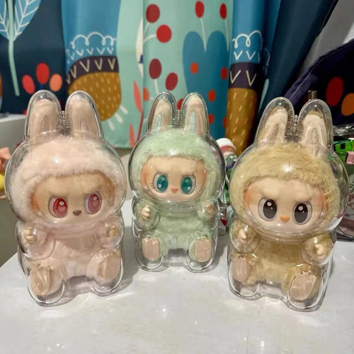 15cm 17cm Labubu Transparent Protective Shell Labubu V1 Macaron  Labubu V2  have a seat Doll Accessores