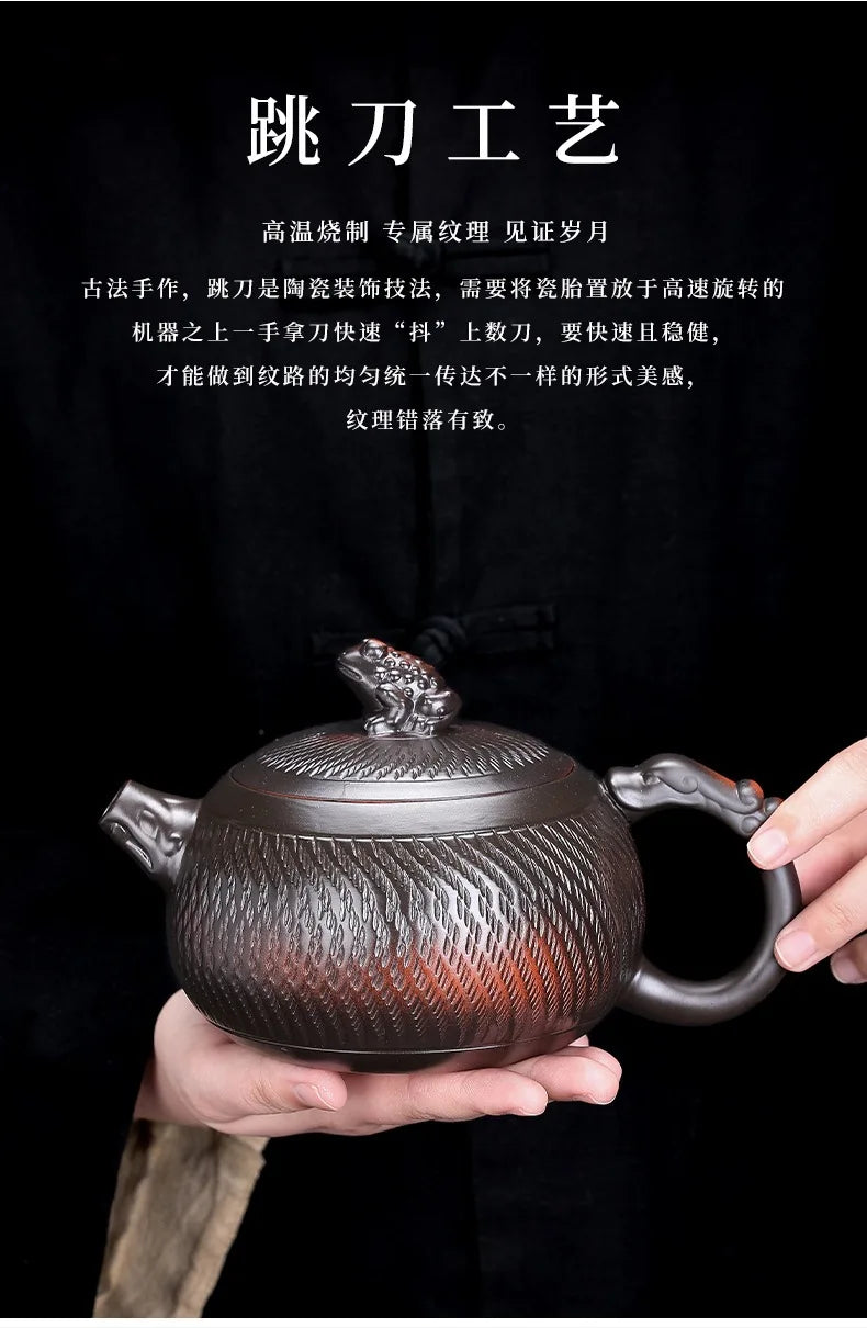 Household Xishi Pot Purple Pottery Pot Kung Fu Tea Set Large-capacity Purple Clay Pot Handmade Jumping Knife Craft