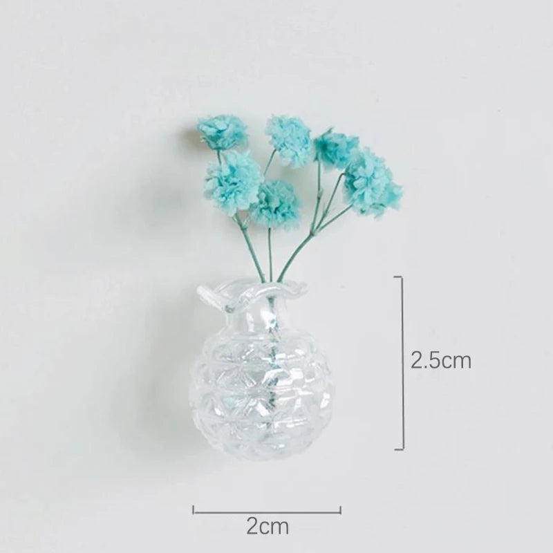 Mini Glass Vase Fridge Magnet DIY Porcelain Vase Flowers Refrigerator Message Sticker Plant Magnet Green Gift Kitchen