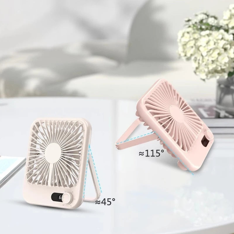 Mini Portable Desk Fan 100 Speed Stepless Variable USB Charging Foldable Handheld Office Strong Wind Digital Display Ultra Quiet