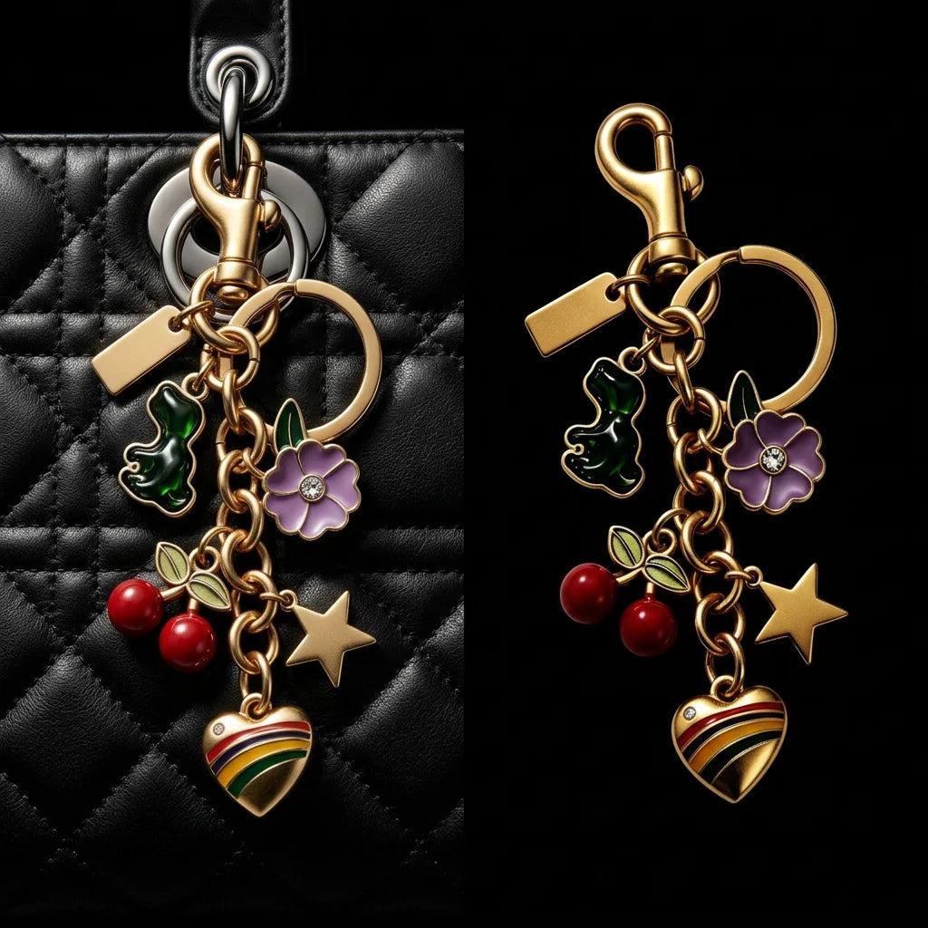 Bag Charm Vintage Metal Multi Charm Keychain Personalized Engraving Tag Handbag Decoration Gift For Women Girls